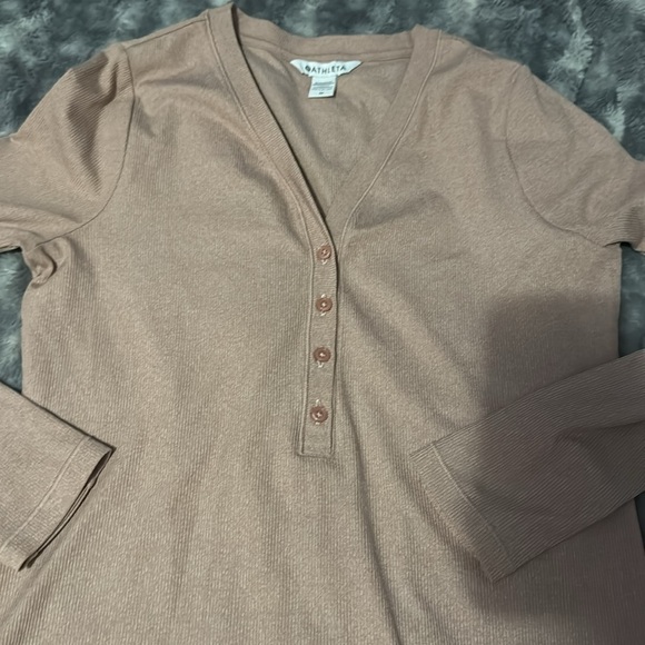 ATHLETA Uptempo Ribbed Button Long Sleeve Henley Palermo Pink M - Picture 4 of 6